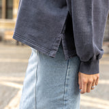 Cotton Oversized Sweater in Washed Antraciet