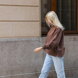 Cotton Oversized Sweater in Washed Cacao