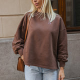 Cotton Oversized Sweater in Washed Cacao