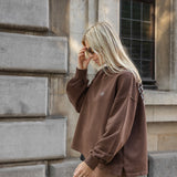 Cotton Oversized Sweater in Washed Cacao