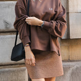 Cotton Oversized Sweater in Washed Cacao