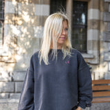 Cotton Oversized Sweater in Washed Antraciet