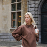 Cotton Oversized Sweater in Washed Cacao