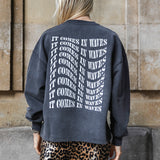 Cotton Oversized Sweater in Washed Antraciet