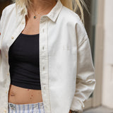 Oversized cotton shirt in Cream