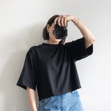 Oversized Cropped T-shirt in Black