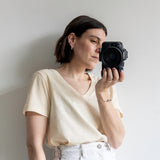 Soft V-neck T-shirt in Creme