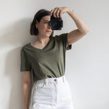 Soft V-neck T-shirt in Khaki