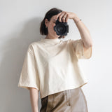 Oversized Cropped T-shirt in Creme