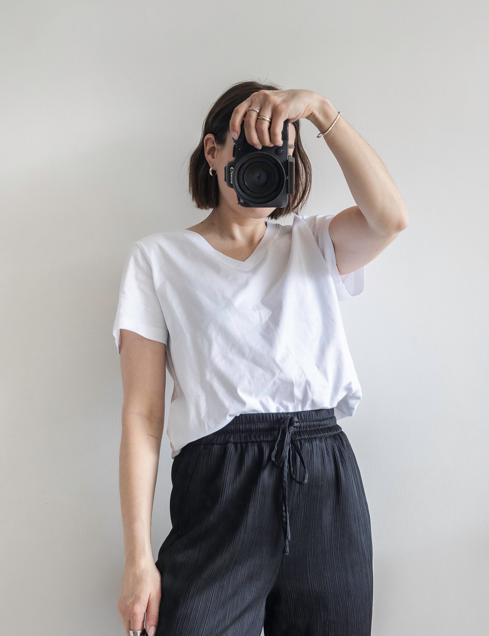 Soft V-neck T-shirt in White