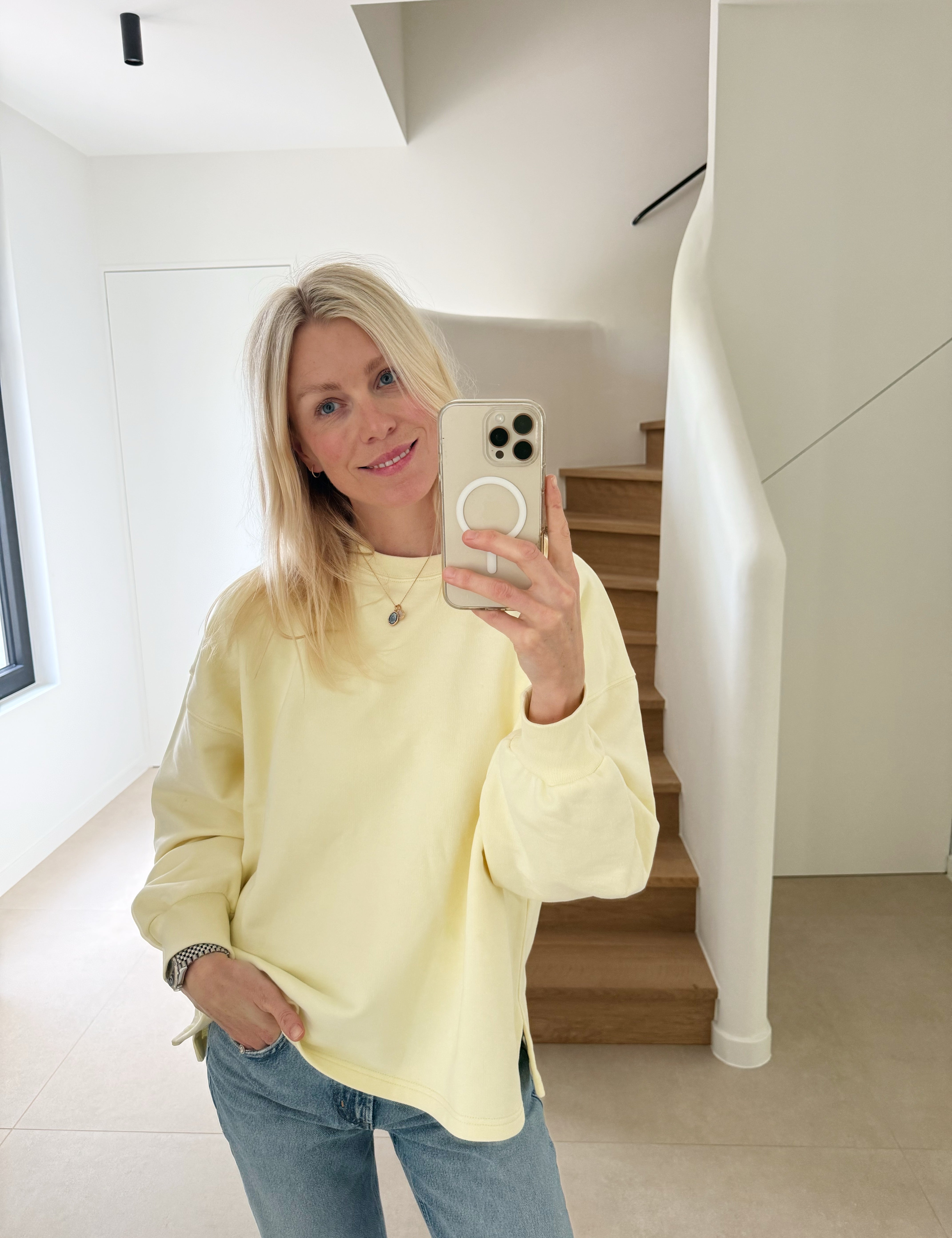 Cotton Oversized Sweater in Butter