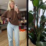 Cotton Oversized Sweater in Washed Cacao