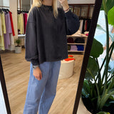 Cotton Oversized Sweater in Washed Antraciet
