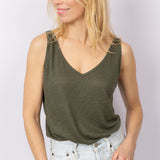 Linnen Tanktop in Grounding Green