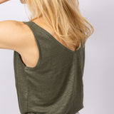 Linnen Tanktop in Grounding Green