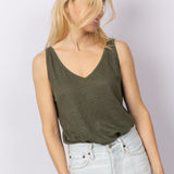 Linnen Tanktop in Grounding Green