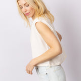 Sleeveless cropped T-shirt in Off White