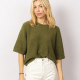 Knitted T-shirt in Grounding Green