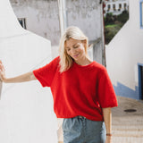 Knitted T-shirt in Rooting Red