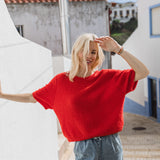 Knitted T-shirt in Rooting Red