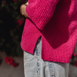 Knitted V-Neck T-shirt in Joyful Pink