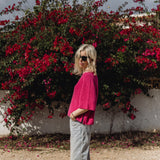 Knitted V-Neck T-shirt in Joyful Pink