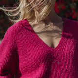 Knitted V-Neck T-shirt in Joyful Pink