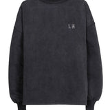 Cotton Oversized Sweater in Washed Antraciet
