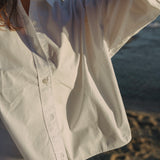 Light Cotton Cropped Shirt in White