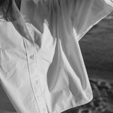 Light Cotton Cropped Shirt in White
