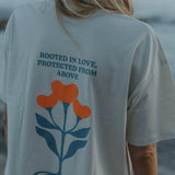 'Rooted in Love, Protected From Above' T-shirt in Cream
