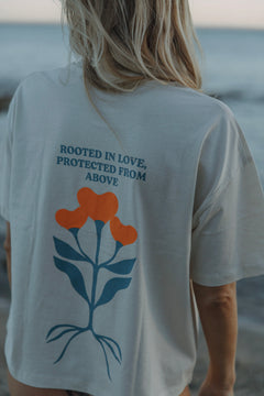 'Rooted in Love, Protected From Above' T-shirt in Cream