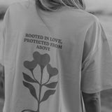 'Rooted in Love, Protected From Above' T-shirt in Cream