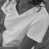 Soft V-neck T-shirt in White